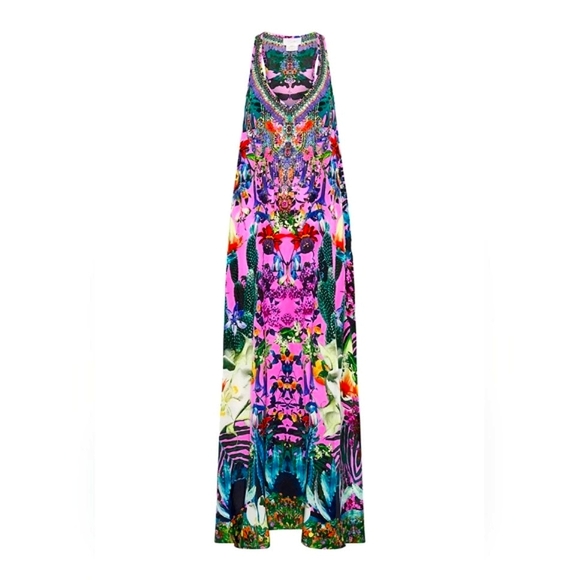 Camilla V Neck Racerback Dress XS Pink Maxi Dress Resort Wear - Picture 6 of 6